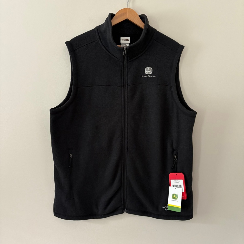 The North Face Vest Sweater XL Black Heather John Deere Fleece Zip